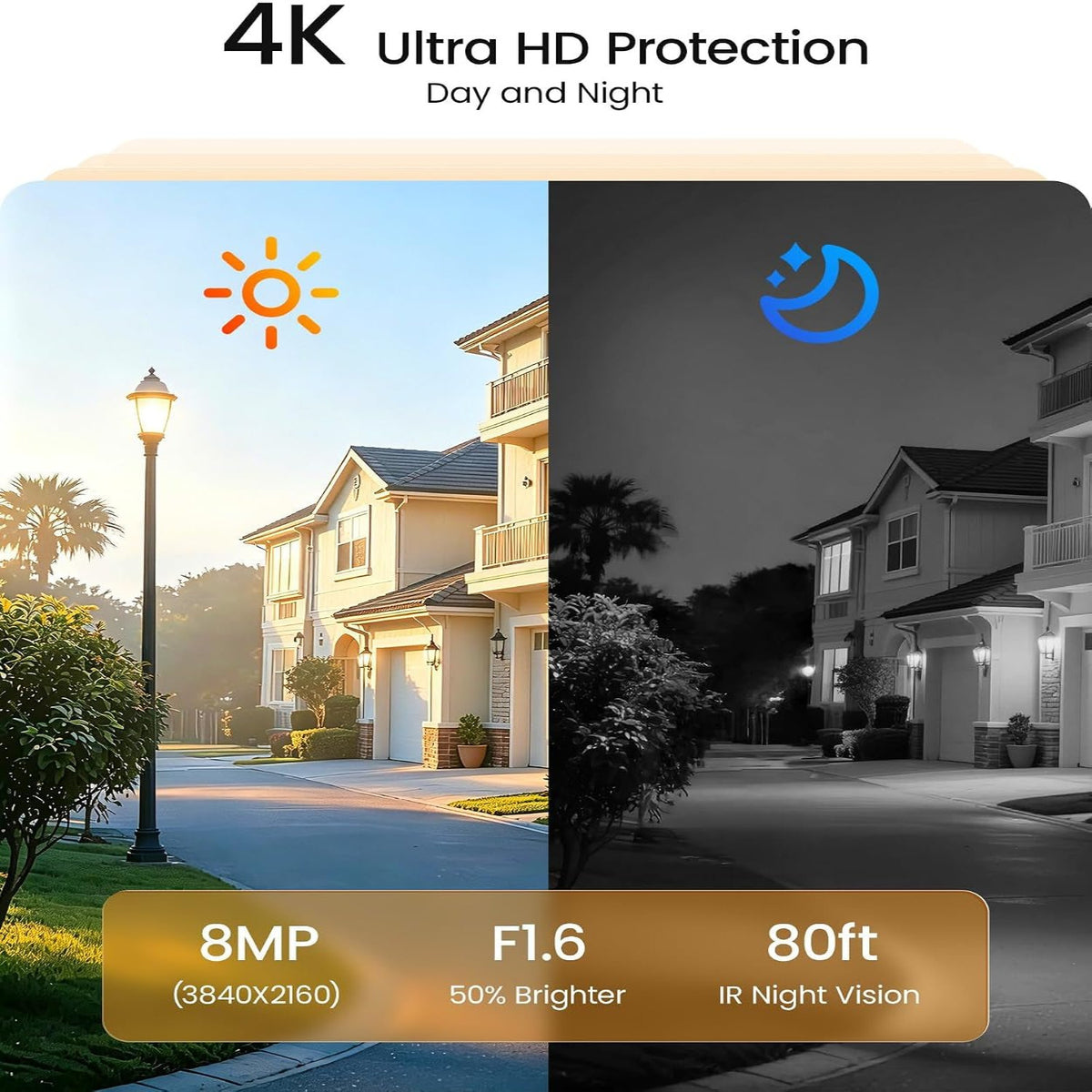 4K Wired Home Security Camera System, 4 X 8MP Dome Camera, 1TB HDD