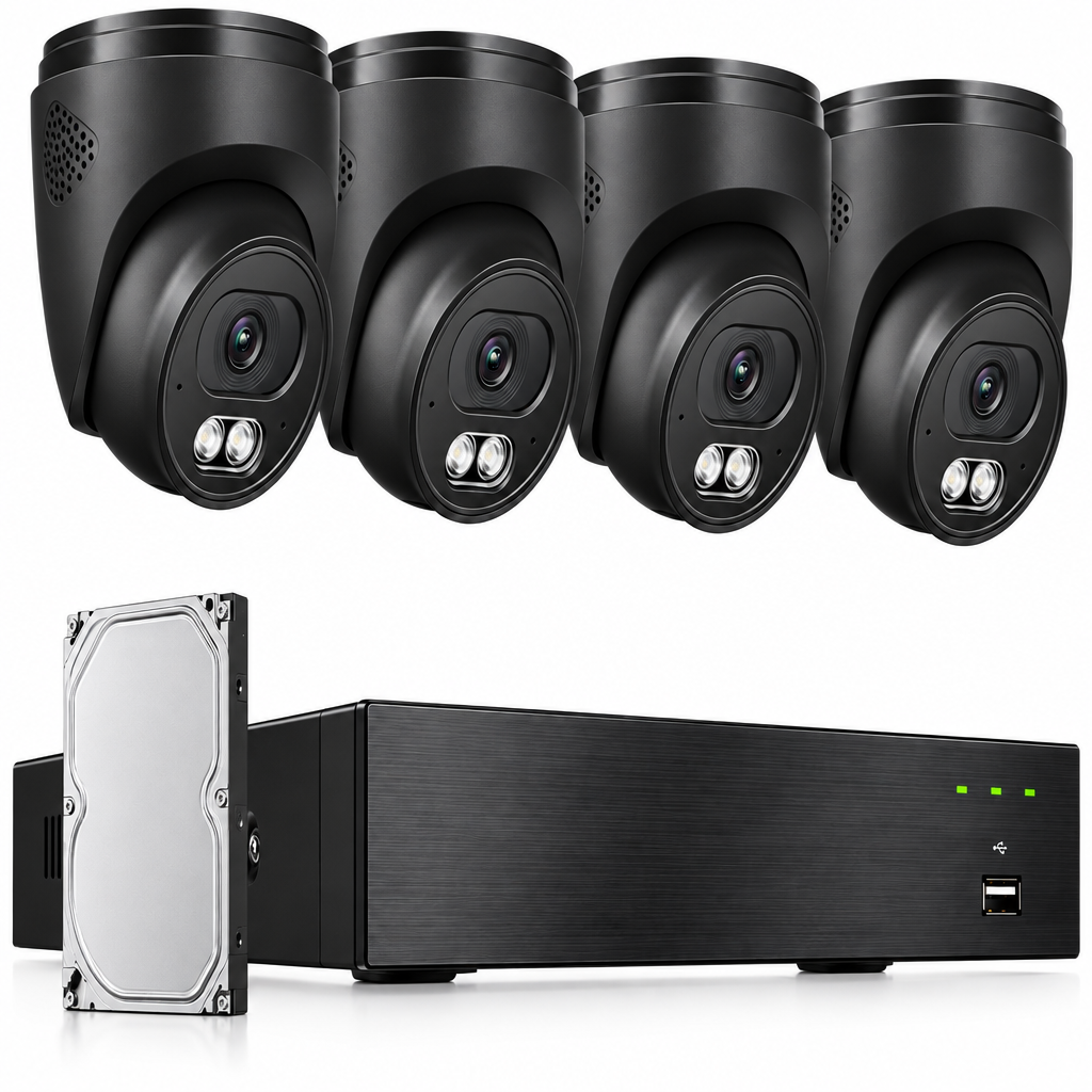 4K Wired Home Security Camera System, 4 X 8MP Dome Camera, 1TB HDD