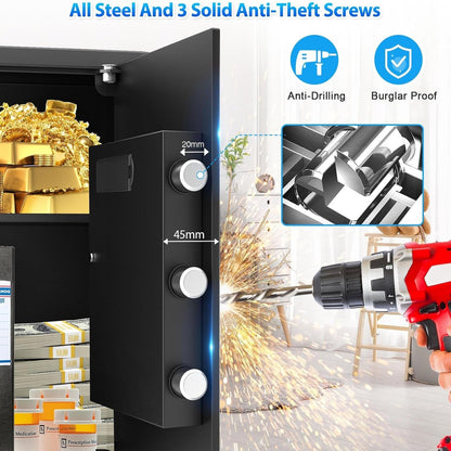 3.3 Cuft Large Home Safe, Digital Safe Box with Smart Alarm System