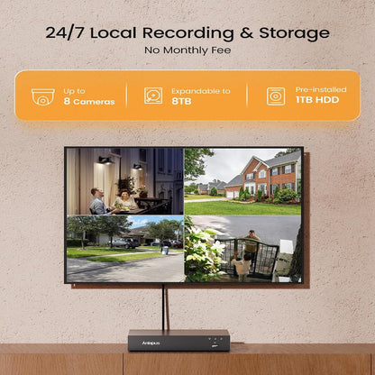 4K Wired Home Security Camera System, 4 X 8MP Dome Camera, 1TB HDD