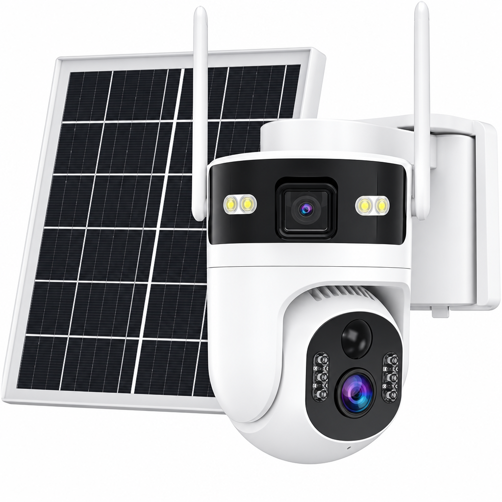 Dual Lens 4G LTE Cellular Security Camera Outdoor,365 Day Unlimited Data,