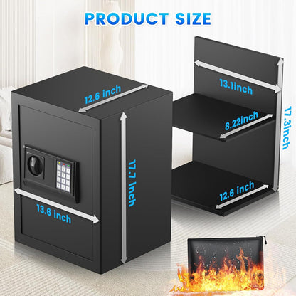 3.3 Cuft Large Home Safe, Digital Safe Box with Smart Alarm System
