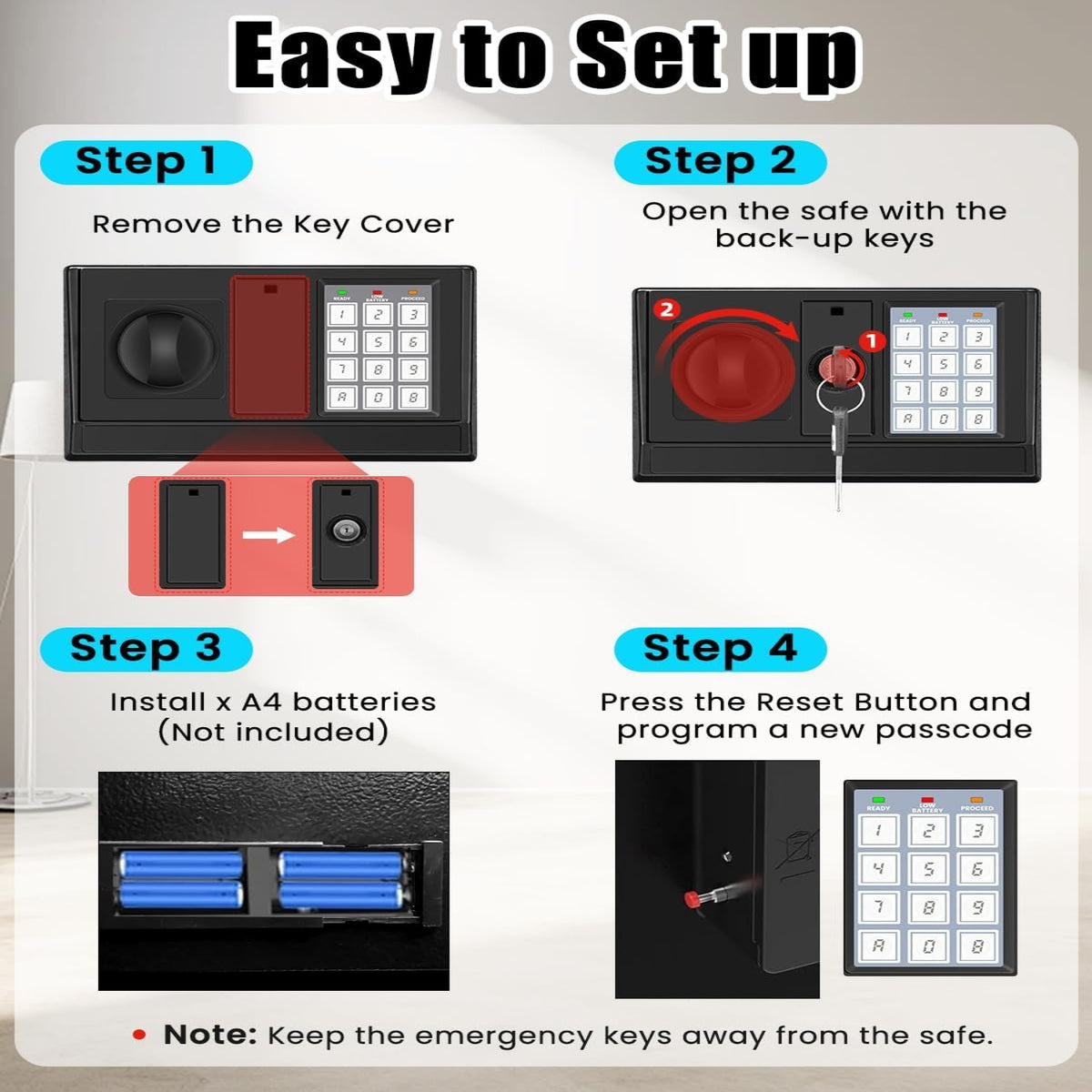 3.3 Cuft Large Home Safe, Digital Safe Box with Smart Alarm System